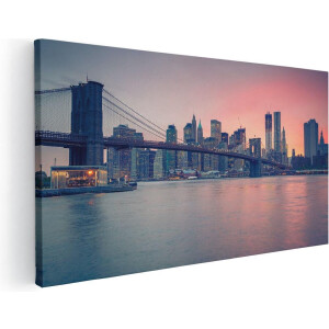 Artaza Canvas Schilderij New York Brooklyn Brug Bij Zonsondergang - 40x20 - Klein - Foto Op Canvas - Canvas Print