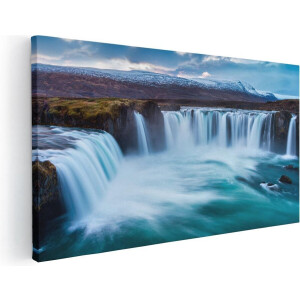 Artaza Canvas Schilderij Landschap IJsland - 60x30 cm - Wanddecoratie Waterval - Muurdecoratie Bergen - Schilderijen Op Canvas Natuur