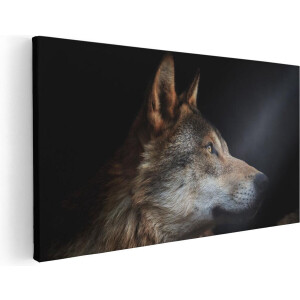 Artaza Canvas Schilderij Wolvenkop Met Een Zonnestraal - Wolf - 60x30 - Foto Op Canvas - Canvas Print