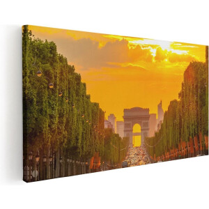 Artaza Canvas Schilderij Arc De Triomphe Bij De Autoweg - 60x30 - Foto Op Canvas - Canvas Print