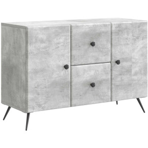 vidaXL - Dressoir - met - lade - Betongrijs - 89 - x - 34,5 - x - 60 - cm - Bewerkt - hout