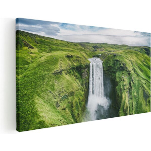 Artaza Canvas Schilderij Waterval - 80x40 cm - Wanddecoratie Landschap - Muurdecoratie Natuur - Schilderijen Op Canvas IJsland