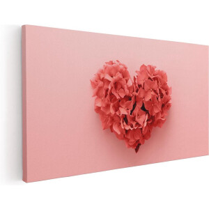 Artaza Canvas Schilderij Hartje Gemaakt van Bloemen - 120x60 - Groot - Foto Op Canvas - Canvas Print