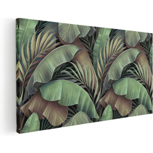 Artaza Canvas Schilderij Tropische Bladeren  - 40x20 - Klein - Foto Op Canvas - Canvas Print