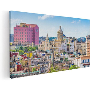 Artaza Canvas Schilderij Havana - 40x20 cm - Klein - Wanddecoratie Skyline - Muurdecoratie Stad - Schilderijen Op Canvas Cuba