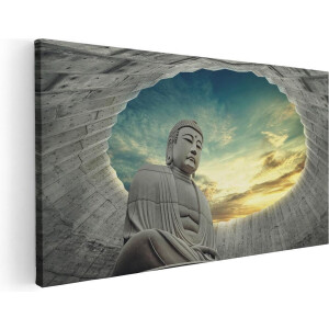Artaza Canvas Schilderij Boeddha Beeld In Het Park - 120x60 - Groot - Foto Op Canvas - Canvas Print