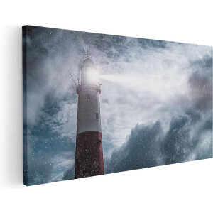 Artaza Canvas Schilderij Vuurtoren - 120x60 cm - Groot - Wanddecoratie Storm - Muurdecoratie Zee - Schilderijen Op Canvas Kust