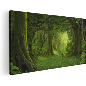 Artaza Canvas Schilderij Groene Tropische Jungle Bos  - 120x60 - Groot - Foto Op Canvas - Canvas Print