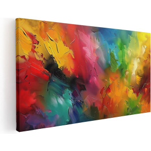 Artaza Canvas Schilderij Abstract Heldere Kleuren - 120x60 cm - Groot - Wanddecoratie Woonkamer - Schilderijen - Muurdecoratie