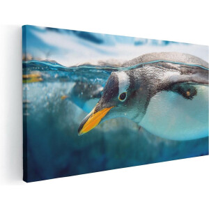 Artaza Canvas Schilderij Pinguïn Zwemt Onder Water - 40x20 - Klein - Foto Op Canvas - Canvas Print