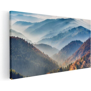 Artaza Canvas Schilderij Landschap - 60x30 cm - Wanddecoratie Bergen - Muurdecoratie Bos - Kamer Accessoires Herfst