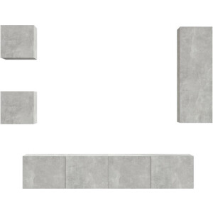 vidaXL - 5-delige - Tv-meubelset - bewerkt - hout - betongrijs