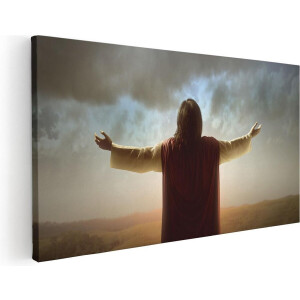 Artaza Canvas Schilderij Jezus Christus aan het Bidden bij Zonsopgang - 120x60 cm - Groot - Wanddecoratie Woonkamer - Schilderijen - Muurdecoratie