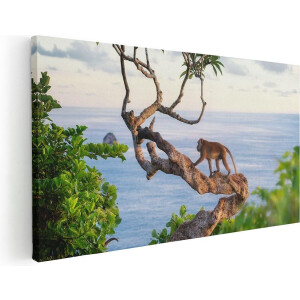 Artaza Canvas Schilderij Aap Klimt In Een Boom Aan Het Water - 80x40 - Foto Op Canvas - Canvas Print