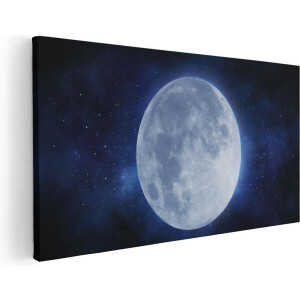 Artaza Canvas Schilderij Volle Maan in de Ruimte - 120x60 - Groot - Foto Op Canvas - Canvas Print
