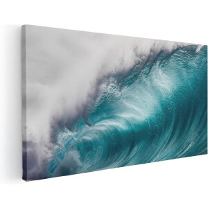 Artaza Canvas Schilderij Grote Golfen op de Helder Blauwe Zee - 100x50 cm - Groot - Wanddecoratie Woonkamer - Schilderijen - Muurdecoratie