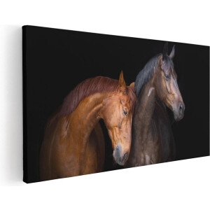 Artaza Canvas Schilderij Twee Bruine Paarden Koppel - Liefde - 100x50 - Groot - Foto Op Canvas - Canvas Print