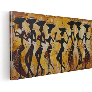 Artaza Canvas Schilderij Kunstwerk van een Groep Afrikaanse Dansers - 100x50 - Muurdecoratie - Foto Op Canvas - Canvas Print