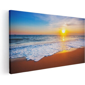 Artaza Canvas Schilderij Strand En Zee Tijdens Zonsondergang - 40x20 - Klein - Foto Op Canvas - Canvas Print