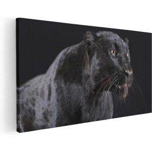 Artaza Canvas Schilderij Zwarte Panterkop - Panter - 60x30 - Foto Op Canvas - Canvas Print