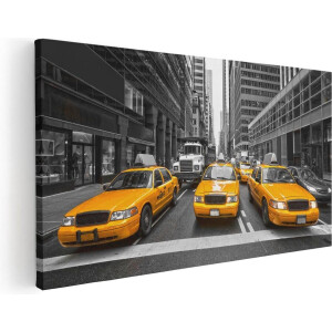 Artaza Canvas Schilderij New York Gele Taxi's - Zwart Wit - 100x50 - Groot - Foto Op Canvas - Canvas Print