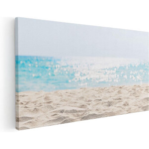 Artaza Canvas Schilderij Helder Witte Strand Met Zee Uitzicht - 120x60 cm - Groot - Wanddecoratie Woonkamer - Schilderijen - Muurdecoratie