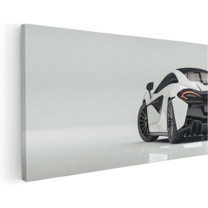 Artaza Canvas Schilderij Witte Sportwagen Auto  - 100x50 - Groot - Foto Op Canvas - Canvas Print