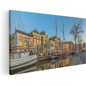 Artaza Canvas Schilderij Groningen Hoge der A Haven - 80x40 - Foto Op Canvas - Canvas Print