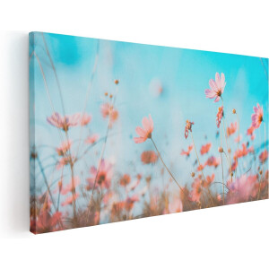 Artaza Canvas Schilderij Paarse Kosmos Bloemen - 60x30 - Foto Op Canvas - Canvas Print