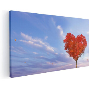 Artaza Canvas Schilderij Rode Liefde Boom In Een Hart Vorm - 40x20 - Klein - Foto Op Canvas - Canvas Print