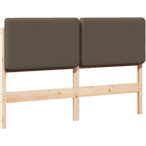 vidaXL - Gestoffeerd - hoofdbord - Bruin - en - Taupe - 160 - cm - Massief - grenenhout