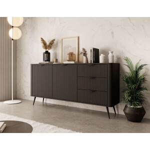 Meubella - Dressoir Lima - Zwart - 163 cm