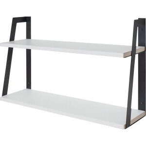 LifeGoods Zwevende Wandplank - 62cm - 2 Laags - Industrieel - Hout - Zwart/Wit