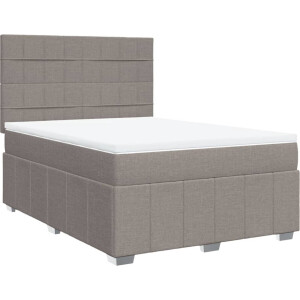 vidaXL - Boxspring - met - matras - stof - taupe - 160x200 - cm