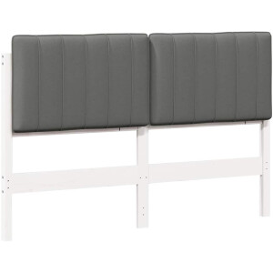 vidaXL - Gestoffeerd - hoofdbord - met - hoofdeinde - Wit - en - Lichtgrijs - 140 - cm