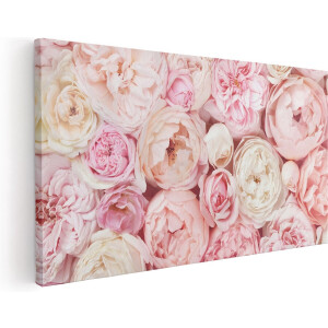 Artaza Canvas Schilderij Witte Roze Rozen Boeket - Bloemen - 120x60 - Groot - Foto Op Canvas - Canvas Print