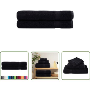 vidaXL Handdoekenset - Badhanddoeken - Handdoeken SOLUND 2 st 600 g/m² 100x200 cm zwart - Katoen Handdoeken - Zwarte Handdoeken - Grote Handdoeken