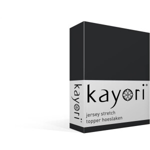 Kayori Shizu jersey stretch topper hoeslaken - Extra breed - Zwart