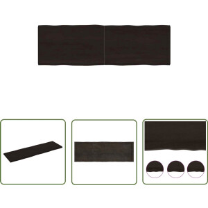 vidaXL Eikenhouten Tafelblad - Tafelblad Eiken - Tafelblad natuurlijke rand 160x50x(2-4)cm eikenhout donkerbruin - Massief Eiken - Tafelblad Vervangen - Salontafel