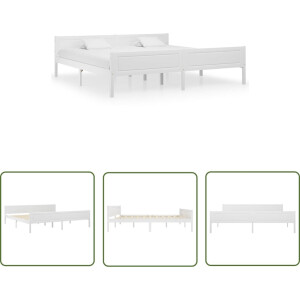 vidaXL Grenenhout Bed - Houten Bed Frame - Bedframe massief grenenhout wit 200x200 cm - Tweepersoons Bed - Wit Bed Frame - Modern Bed Frame