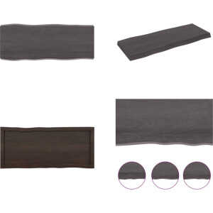vidaXL Tafelblad natuurlijke rand 100x40x(2-6)cm eikenhout donkerbruin - Tafelblad - Tafelbladen - Plank - Houten Tafelblad