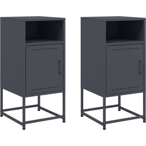 vidaXL - Nachtkastjes - 2 - st - 36x39x78 - cm - staal - antracietkleurig
