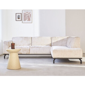Dimehouse Hoekbank met hoge poten beige velvet Chloe - rechts - Velvet - Scandinavisch & Basic - 256 x 188 x 77 cm