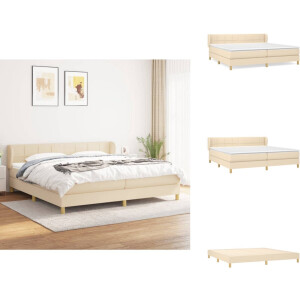 vidaXL Boxspring - Boxsprings - Bed - Slaapmeubel - Boxspring met matras stof crèmekleurig 200x200 cm