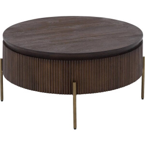 Goossens Dagmar Salontafel - Hout - 90 x 45 x 90 cm - Rond - bruin