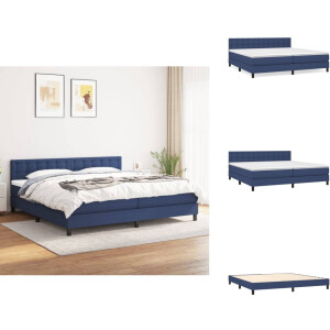 vidaXL Boxspring - Boxsprings - Bed - Slaapmeubel - Boxspring met matras stof blauw 200x200 cm