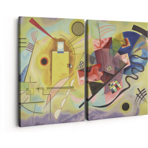 Artaza Canvas Schilderij Tweeluik Geel, Rood, Blauw - Wassily Kandinksy - 80x60 - Klein - Foto Op Canvas - Canvas Print