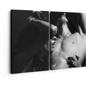 Artaza Canvas Schilderij Tweeluik Naakte Vrouw met Man - Liefde Koppel - Zwart Wit - 80x60 - Klein - Foto Op Canvas - Canvas Print