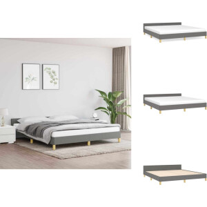 vidaXL Bedframe Met Hoofdeinde - Bedframes Met Hoofdeindes - Bed - Slaapmeubel - Bedframe zonder matras stof donkergrijs 160x200 cm