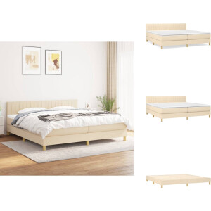 vidaXL Boxspring - Boxsprings - Bed - Slaapmeubel - Boxspring met matras stof crèmekleurig 200x200 cm
